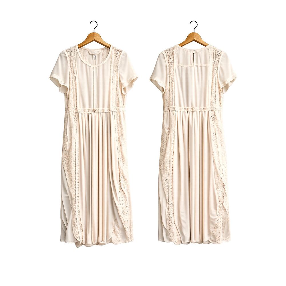 Lauren Conrad Runway Cream Lace Maxi Dress Boho Romantic Cottagecore 14